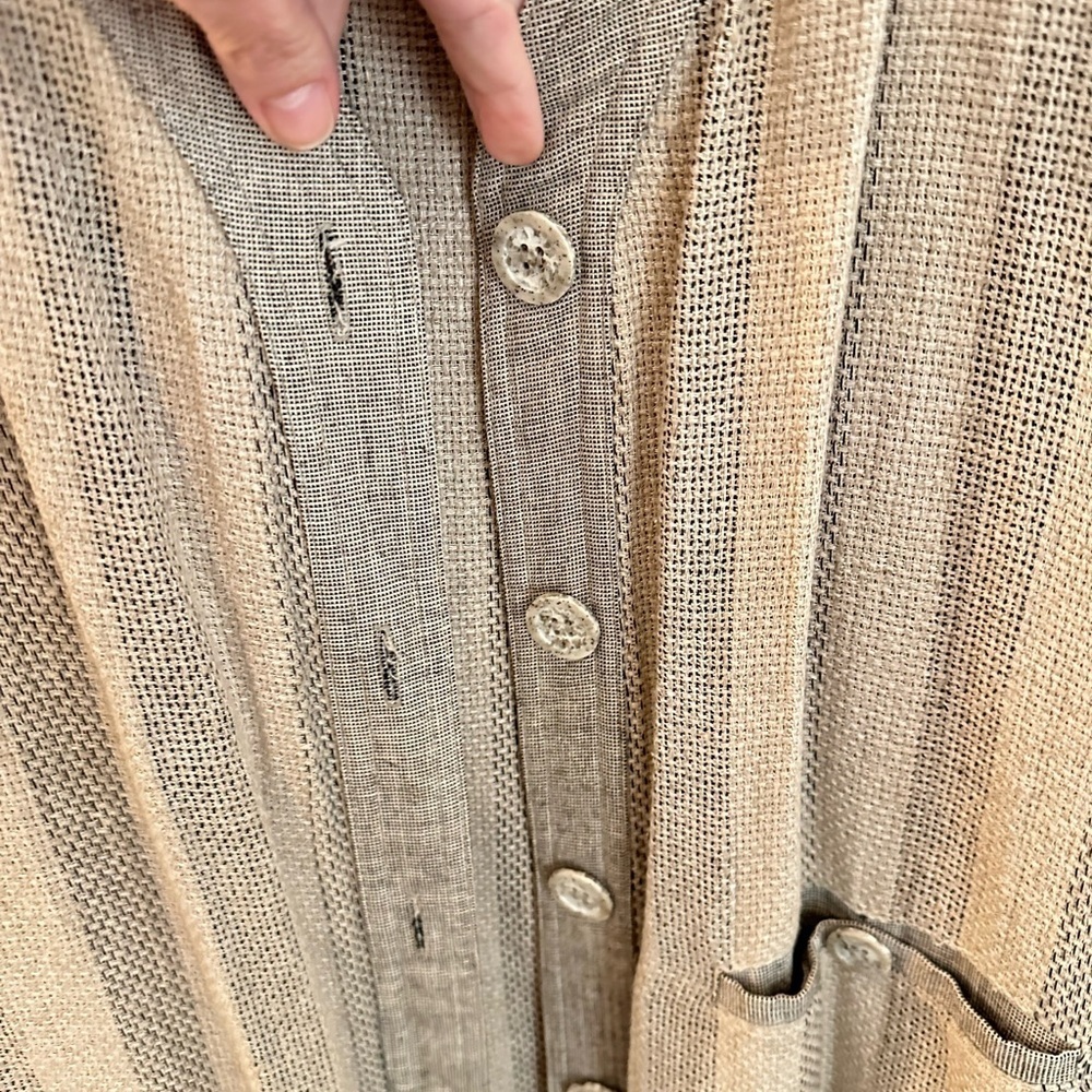 VTG MZM Sport M striped flax linen lagonlook bohemian Y2K 90's vest and jacket - Picture 3 of 16